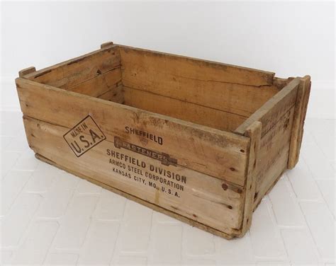 Vintage Sheffield Fasteners Wood Crate 